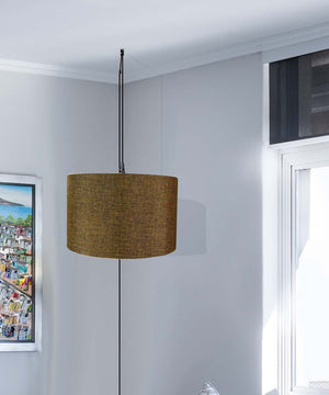 1-Light Plug In Swag Pendant Ceiling Light Chocolate Burlap Shade