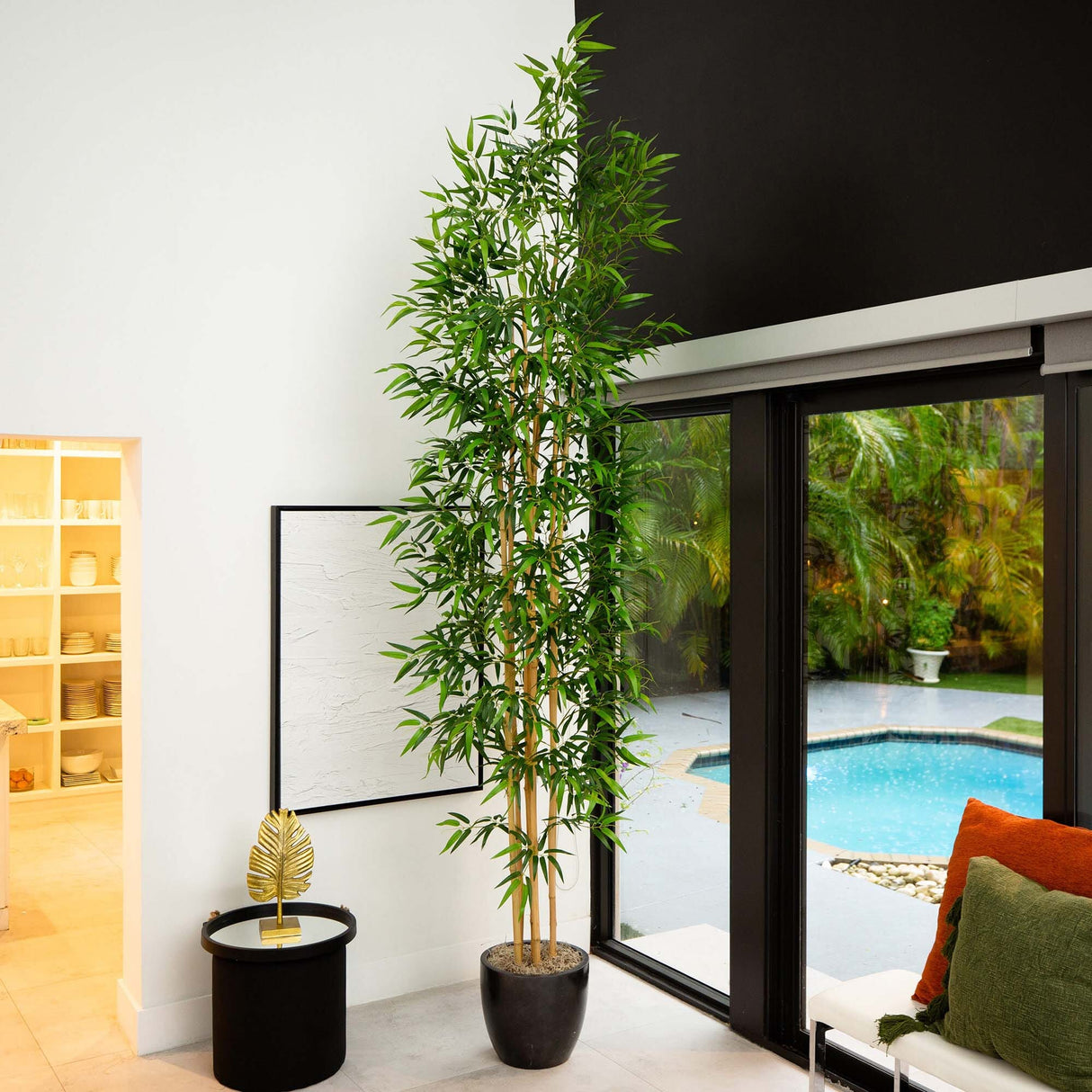 10’ Artificial Bamboo Tree with Real Bamboo Trunks