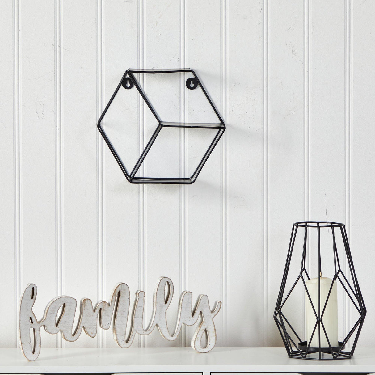 10” Black Matte Hexagon Wall Shelf