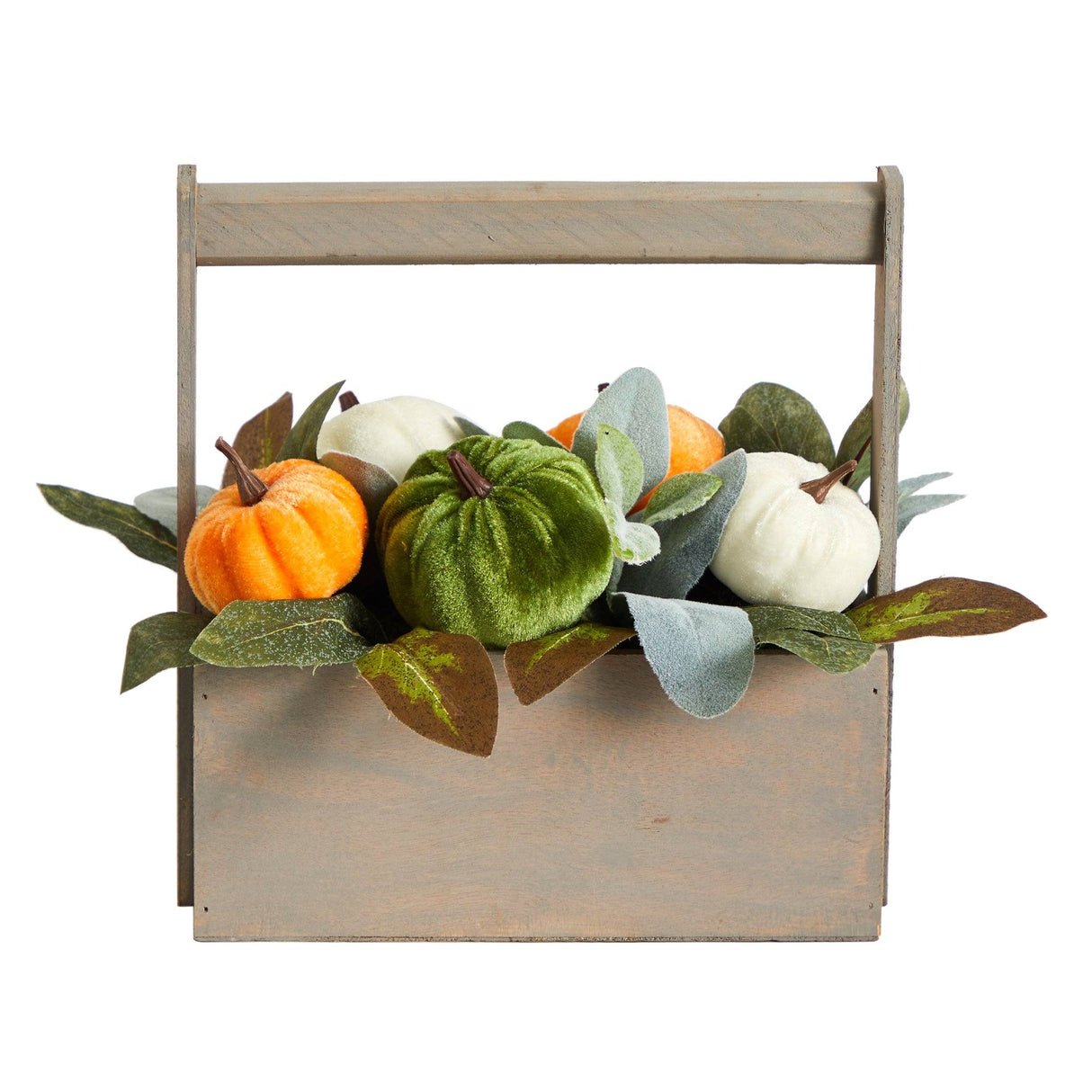 10” Fall Pumpkin Artificial Autumn Arrangement in Wood Basket