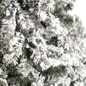 10' Flocked West Virginia Fir Artificial Christmas Tree with 800 Warm White LED Lights and 1680 Tips