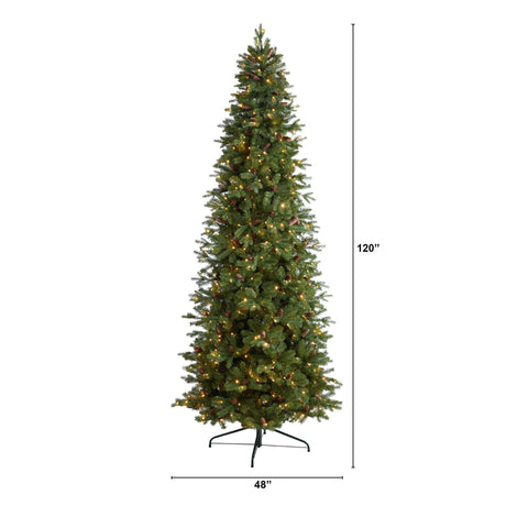 10’ Fraser Fir Artificial Christmas Tree with 780 Multicolor LED Lights and 2327 Bendable Branches