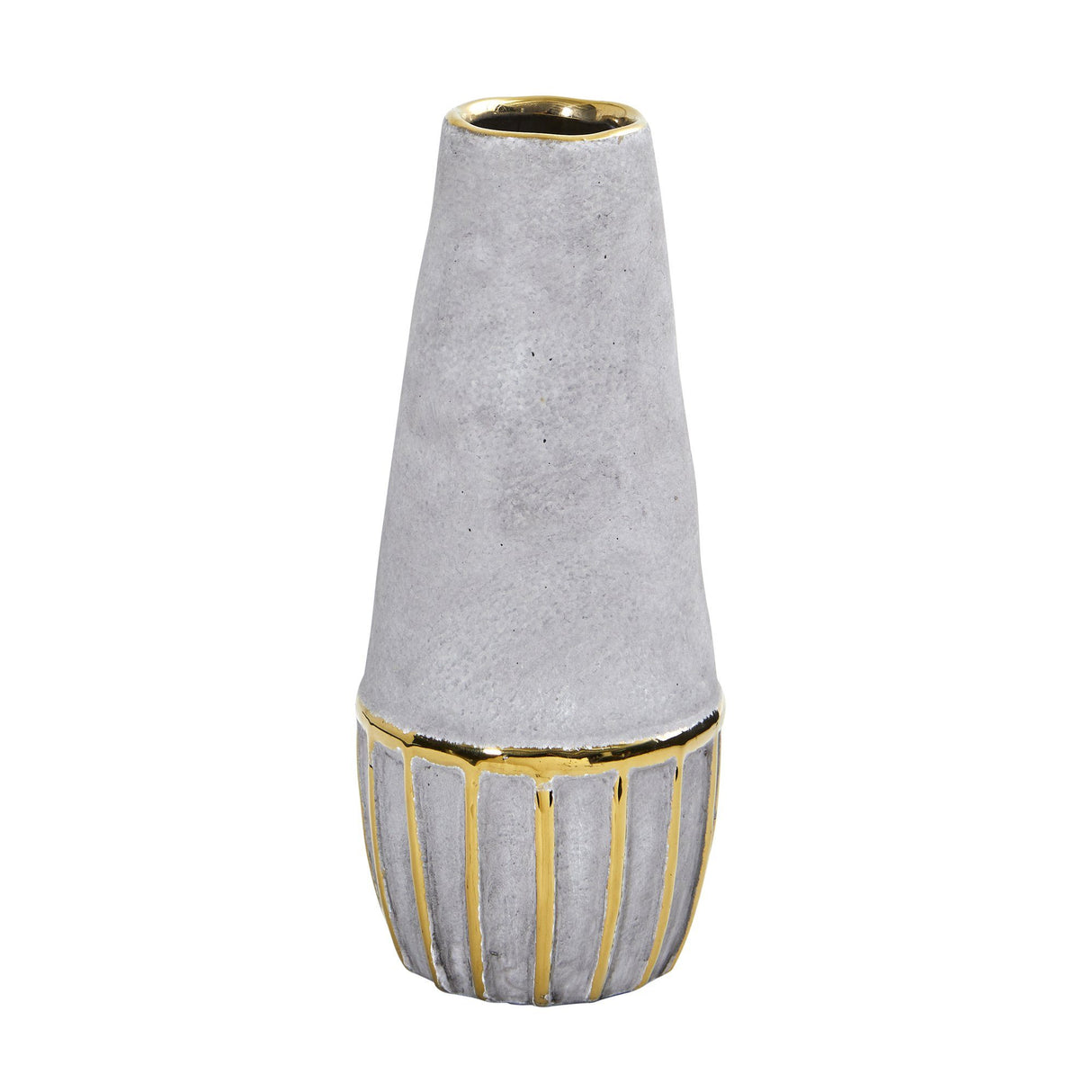 10” Regal Stone Decorative Vase with Gold Accents