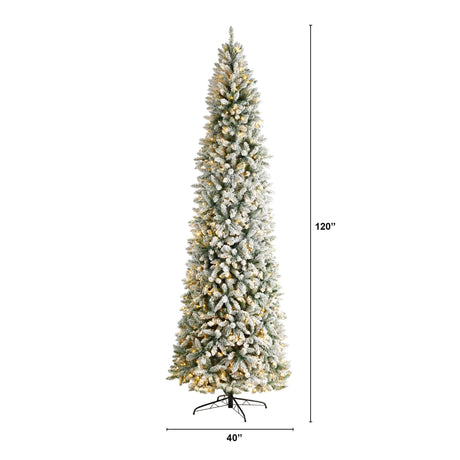 10’ Slim Flocked Montreal Fir Artificial Christmas Tree