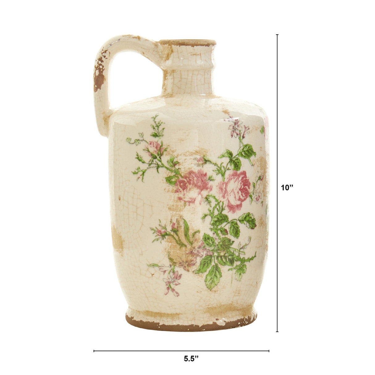 10” Tuscan Ceramic Floral Print Pitcher