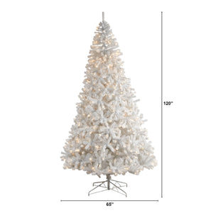 10' White Artificial Christmas Tree with 2200 Bendable Branches and 800 LED Lights