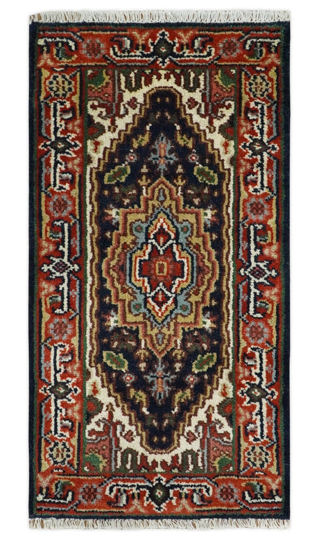 10 feet runner Hand knotted Mustard, Blue and Brown Traditional wool area rug