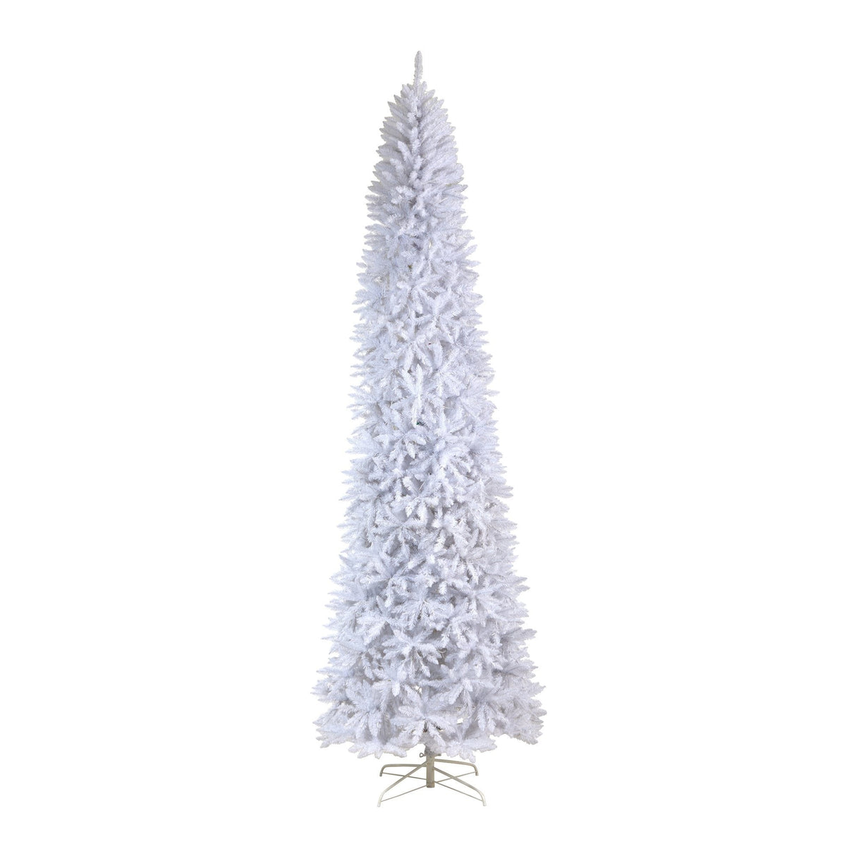 11’ Slim White Artificial Christmas Tree with 950 Warm White LED Lights and 2836 Bendable Branches