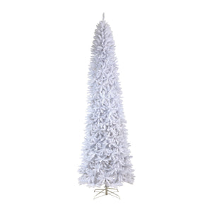 11’ Slim White Artificial Christmas Tree with 950 Warm White LED Lights and 2836 Bendable Branches