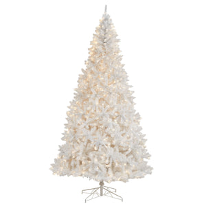 11' White Artificial Christmas Tree with 2720 Bendable Branches and 1000 LED Lights