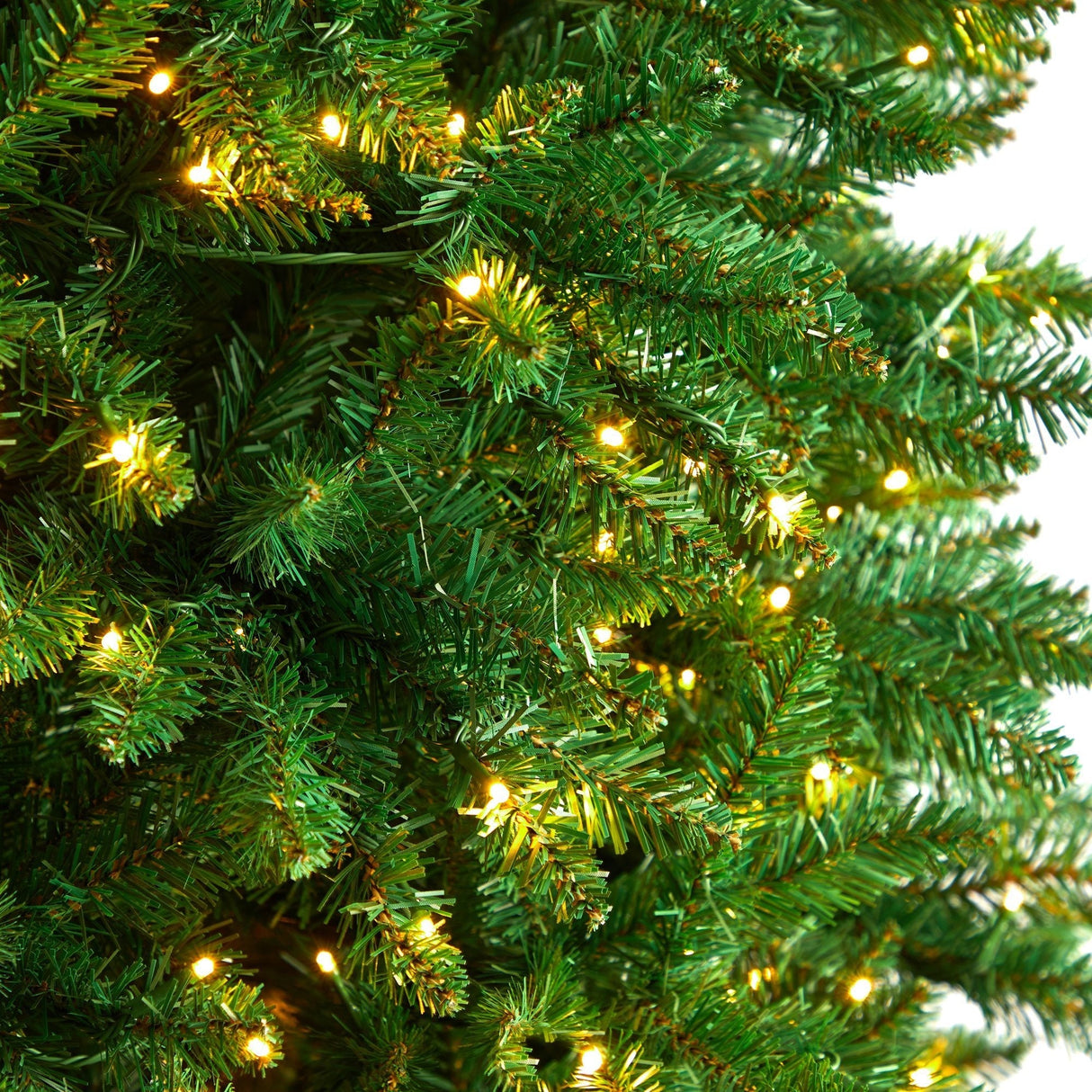 12’ Slim Green Mountain Pine Artificial Christmas Tree with 1100 Clear LED Lights and 3235 Tips