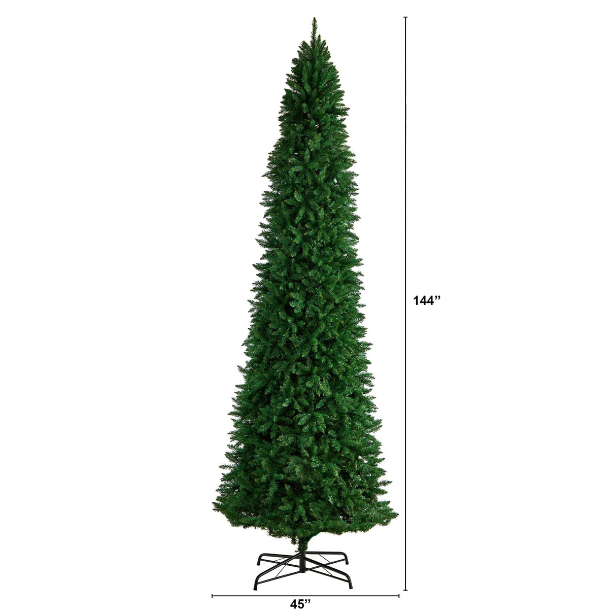 12’ Slim Green Mountain Pine Artificial Christmas Tree with 3235 Bendable Branches