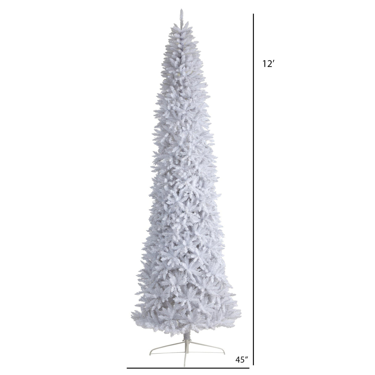 12’ Slim White Artificial Christmas Tree with 3235 Bendable Branches