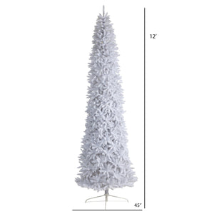 12’ Slim White Artificial Christmas Tree with 3235 Bendable Branches