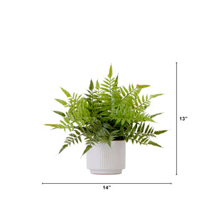 13" Artificial Boston Fern Plant with Decorative Planter