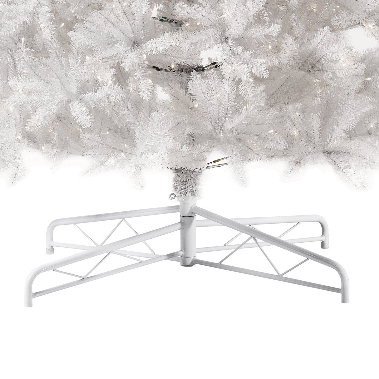 13’ Slim White Artificial Christmas Tree with 1350 Warm White LED Lights and 3924 Bendable Branches