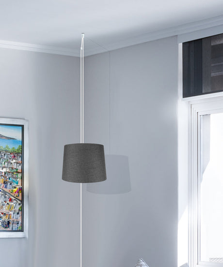 14"W 2 Light Swag Plug-In Pendant Granite Gray Burlap with Diffuser White Cord