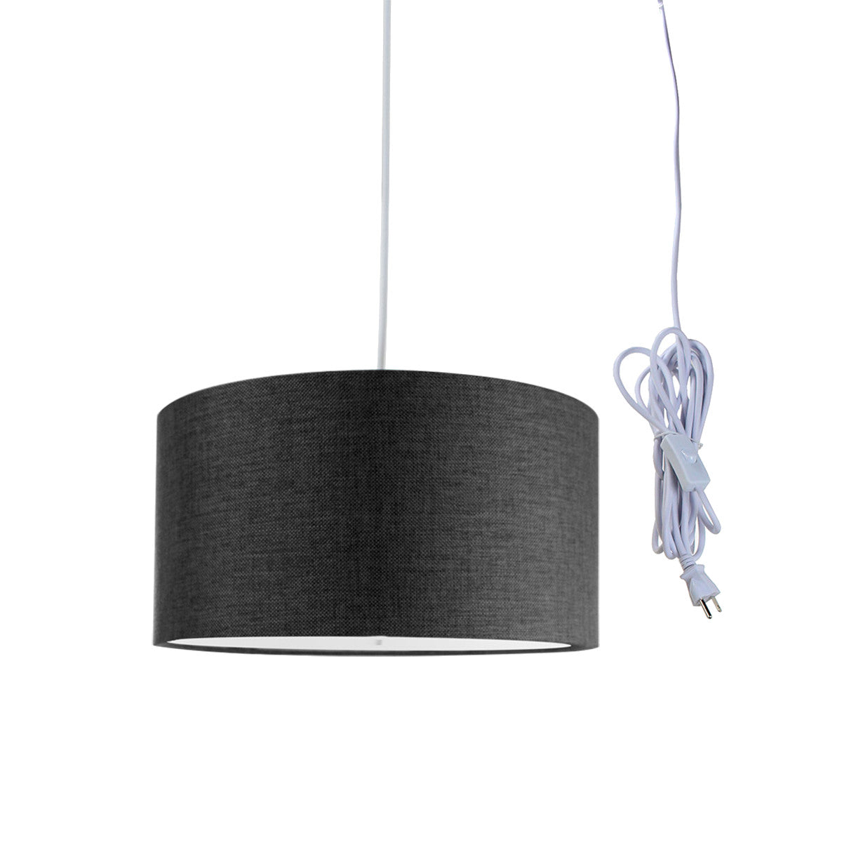 14"W 2 Light Swag Plug-In Pendant Granite Gray with Diffuser White Cord