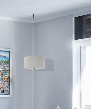 14"W 2 Light Swag Plug-In Pendant Textured Oatmeal with Diffuser Black Cord