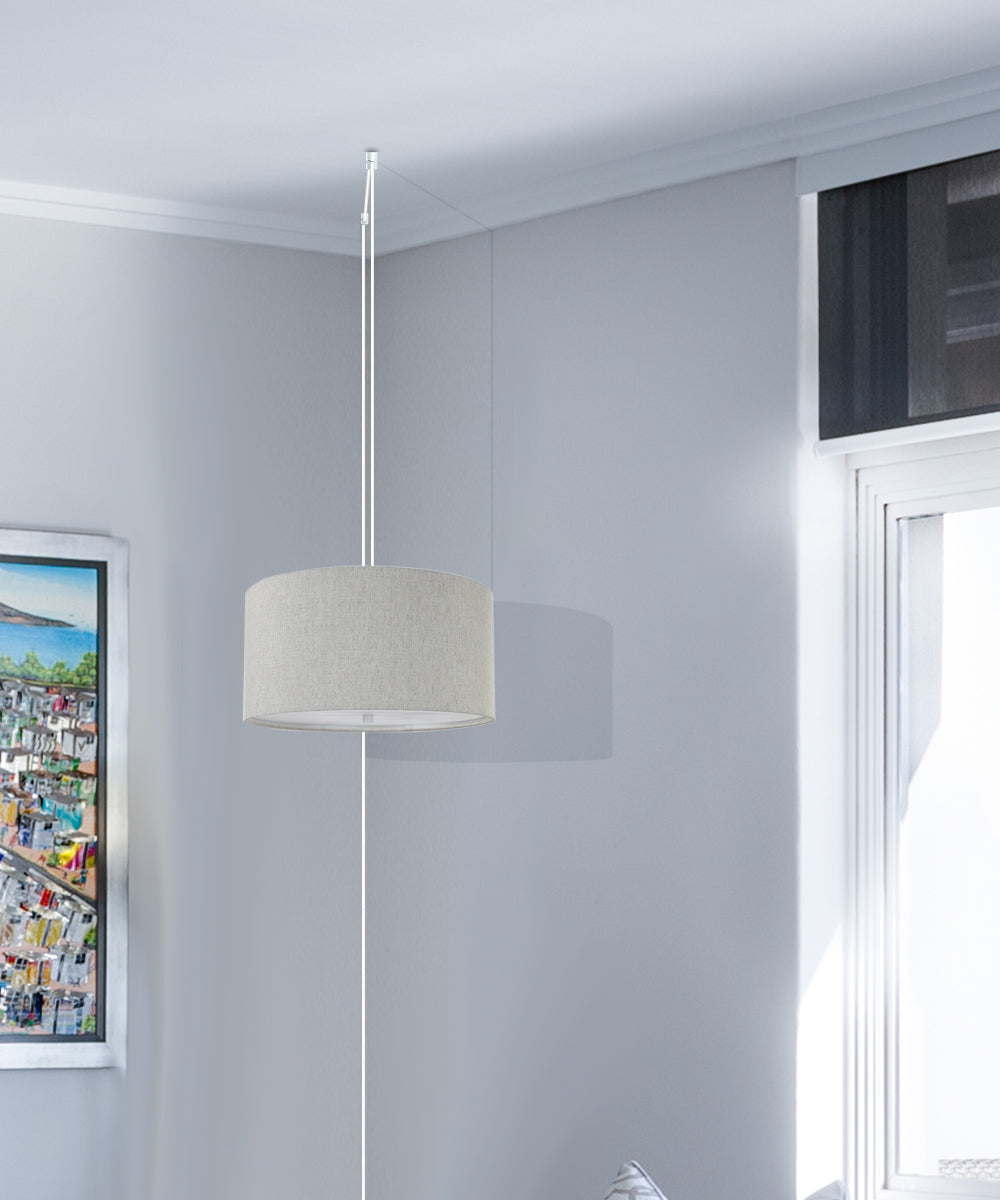14"W 2 Light Swag Plug-In Pendant Textured Oatmeal with Diffuser White Cord