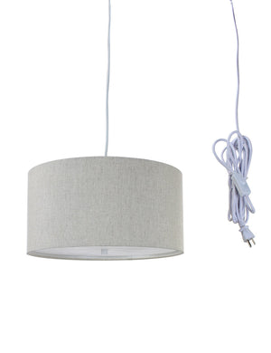 14"W 2 Light Swag Plug-In Pendant Textured Oatmeal with Diffuser White Cord