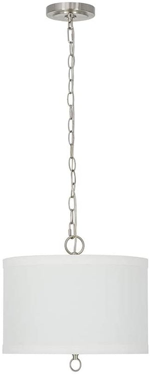 14"W Light Pendant Brushed Nickel Finish with Oatmeal Linen Shade