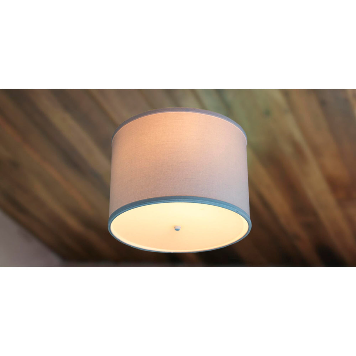 14"W Moderne Flush Mount Conversion Kit White Fabric Drum Lampshade