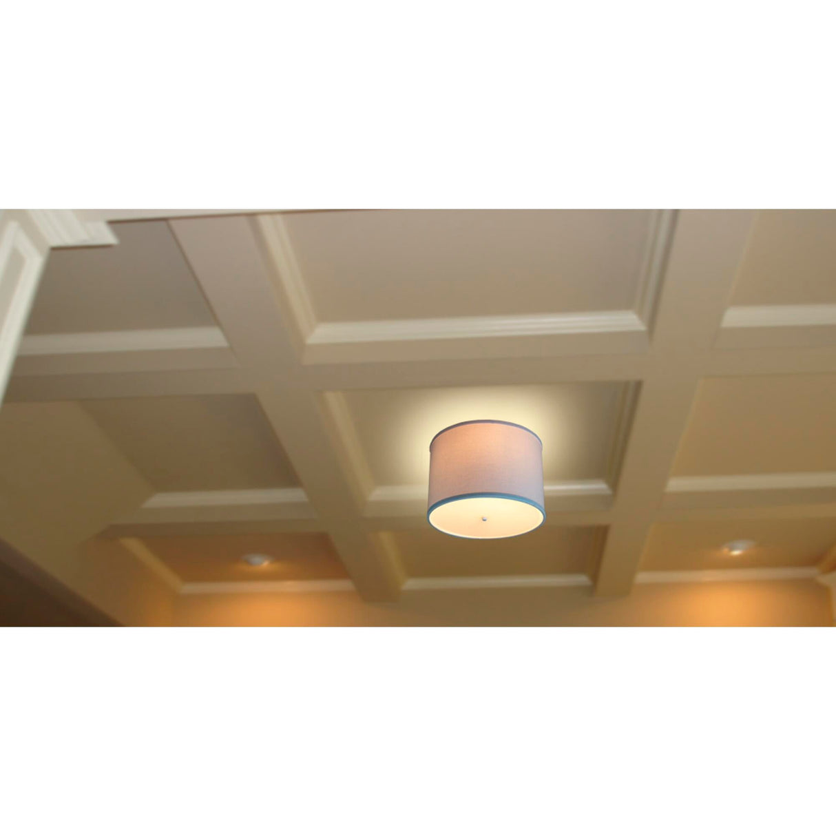 14"W Moderne Flush Mount Conversion Kit White Fabric Drum Lampshade