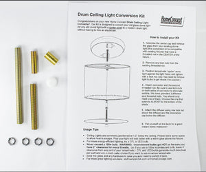 14"W Moderne Flush Mount Conversion Kit White Fabric Drum Lampshade