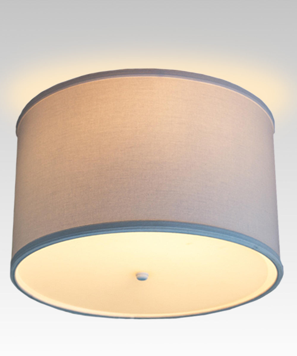 14"W Moderne Flush Mount Conversion Kit White Fabric Drum Lampshade