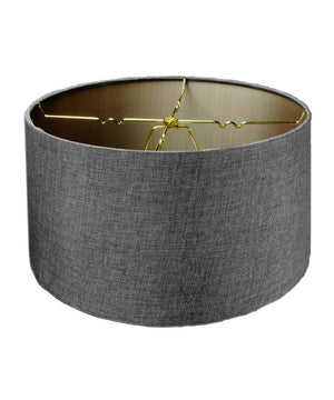 14"W x 7"H Granite Grey Burlap Hardback Drum Lampshade