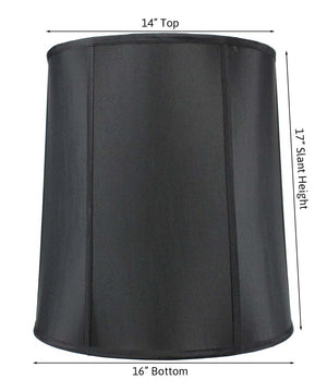 14"x16"x17" Large Drum Lampshade Black Shantung, Large Cylinder Replacement Lamp Shade for Tall Table Lamps