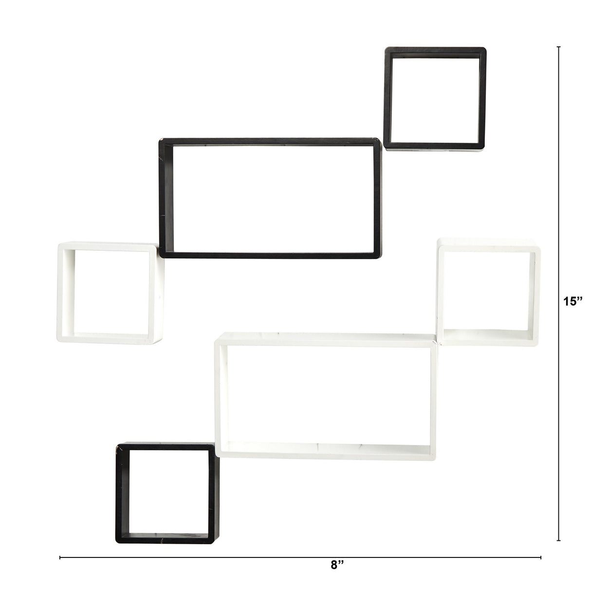 15" Modern Wall Art Décor Floating Shelves (Set of 6)"