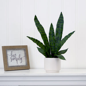 16" Artificial Sansevieria Snake Plant with Decorative Planter