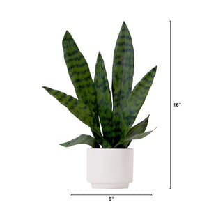 16" Artificial Sansevieria Snake Plant with Decorative Planter