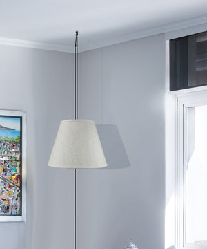 16"W 1 Light Swag Plug-In Pendant Textured Oatmeal Shade Black Cord