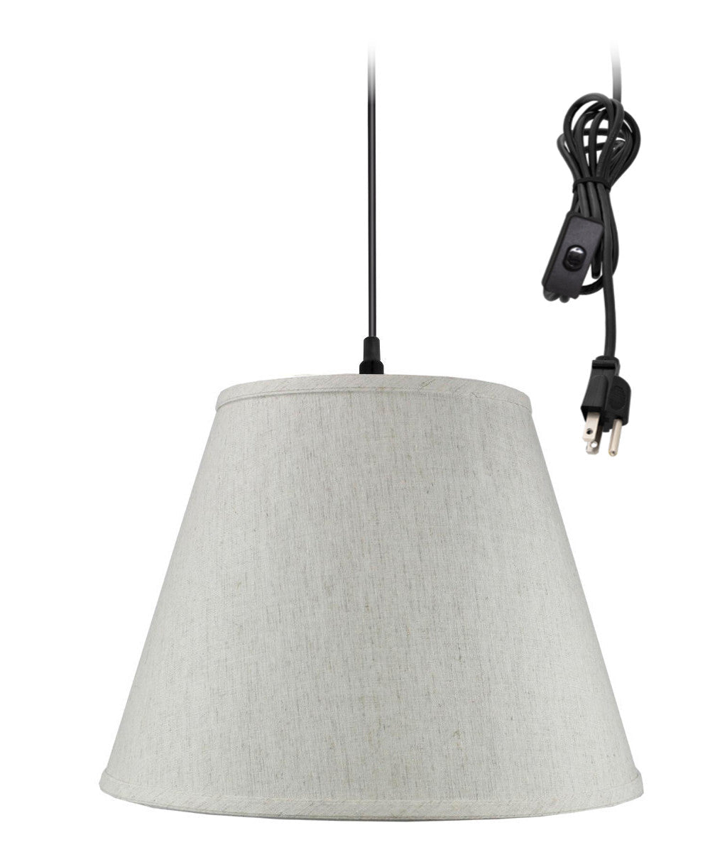 16"W 1 Light Swag Plug-In Pendant Textured Oatmeal Shade Black Cord