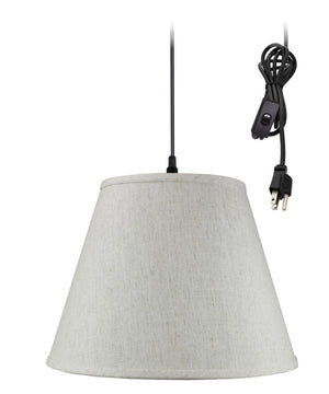 16"W 1 Light Swag Plug-In Pendant Textured Oatmeal Shade Black Cord