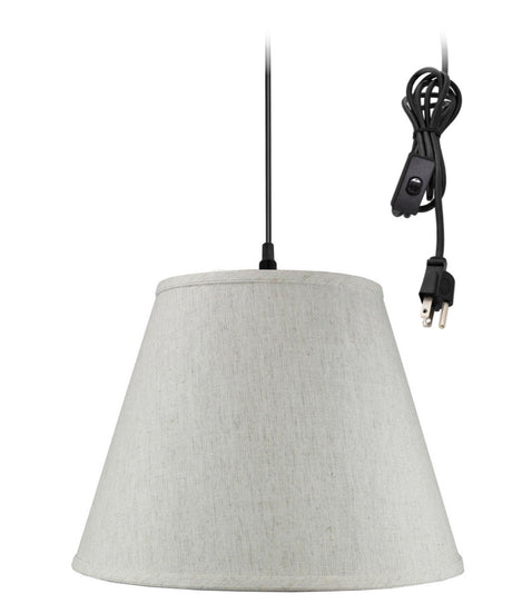 16"W 1 Light Swag Plug-In Pendant Textured Oatmeal Shade Black Cord