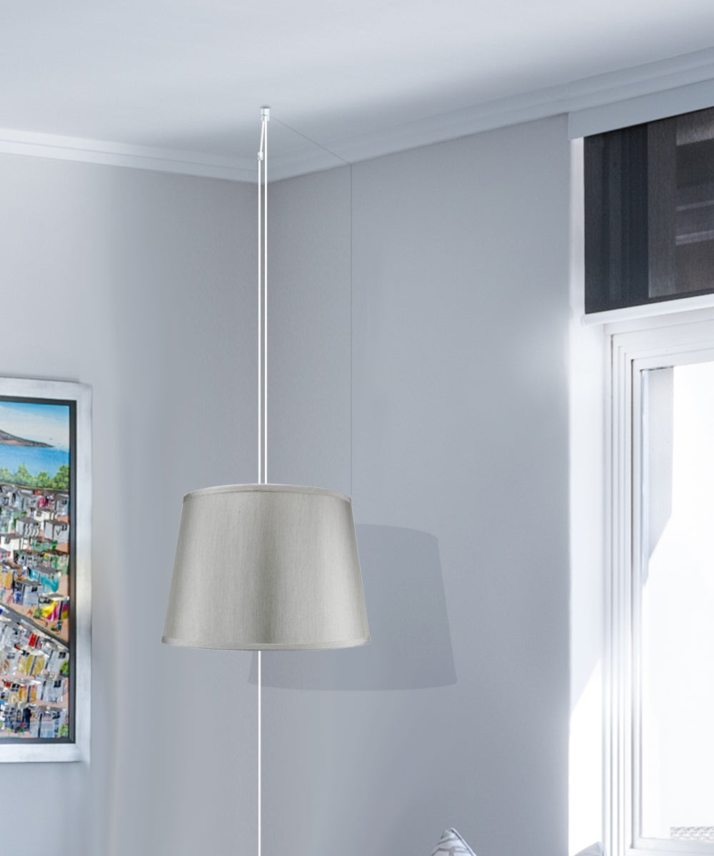 16"W 2 Light Swag Plug-In Pendant Bavarian Gray with Diffuser White Cord
