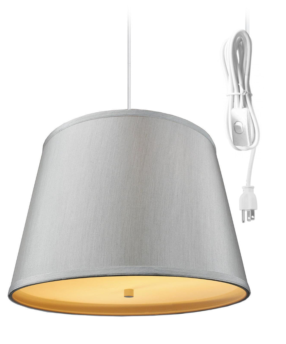 16"W 2 Light Swag Plug-In Pendant Bavarian Gray with Diffuser White Cord