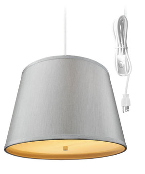 16"W 2 Light Swag Plug-In Pendant Bavarian Gray with Diffuser White Cord