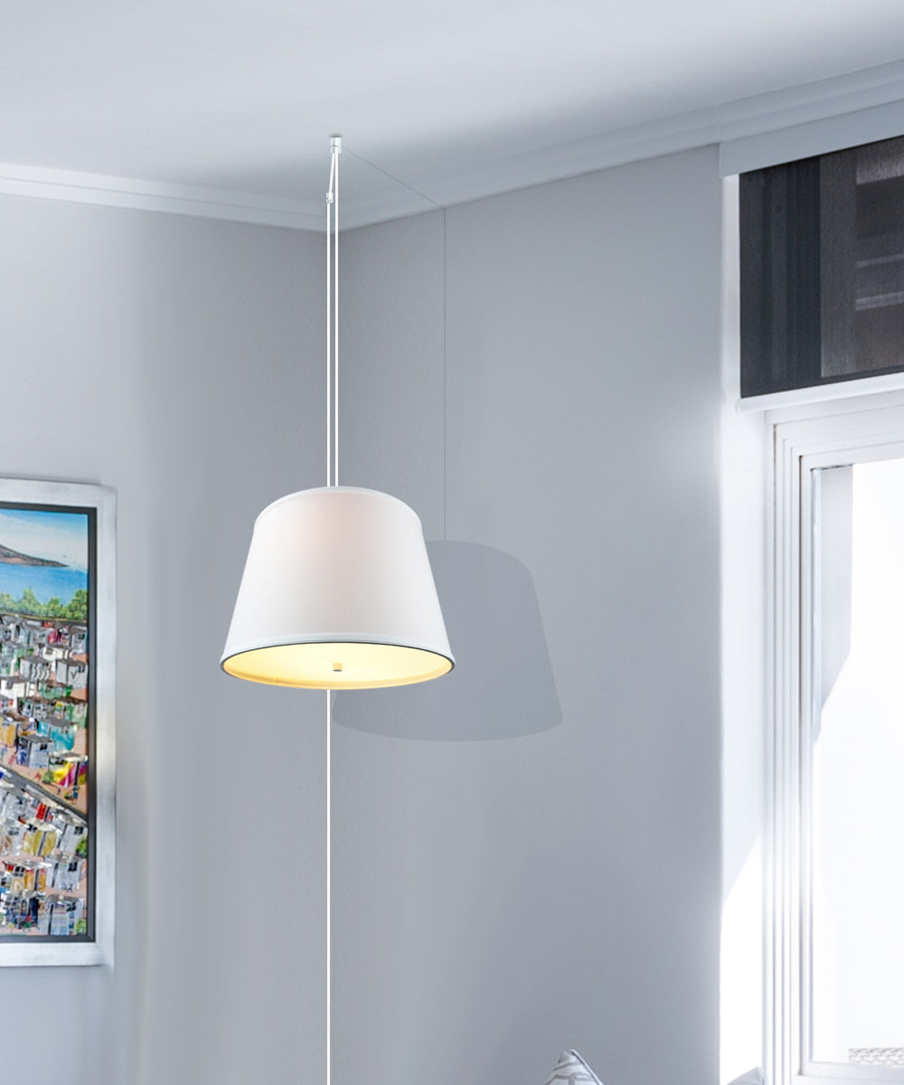 16"W 2 Light Swag Plug-In Pendant White with Diffuser White Cord