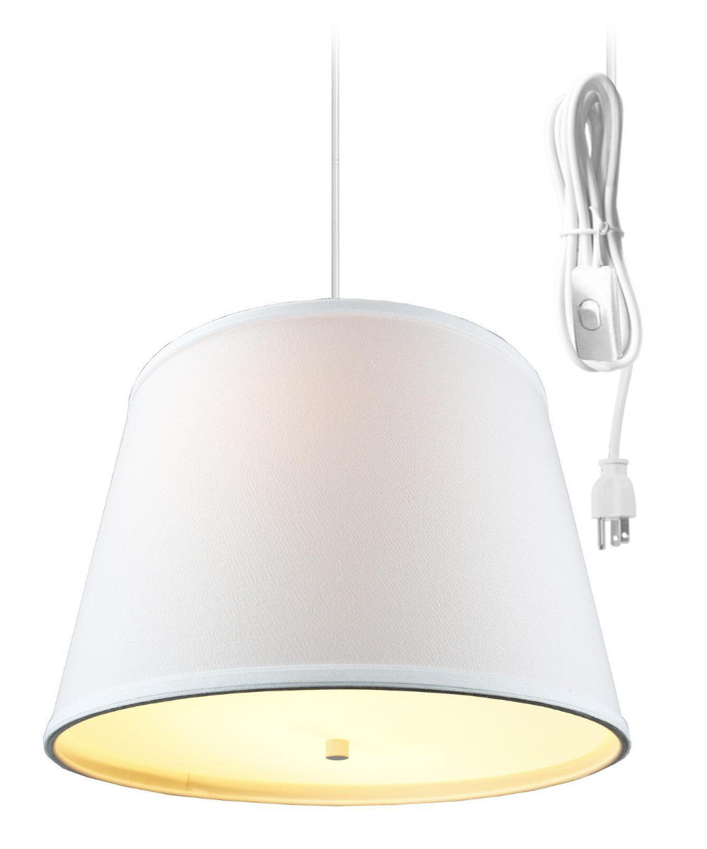 16"W 2 Light Swag Plug-In Pendant White with Diffuser White Cord