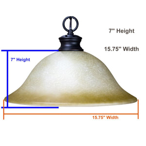16"W Plug In Swag Amber Glass Pendant Light Bronze Finish