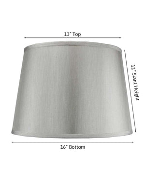 16"W x 11"H Silver Grey Hard Back Lamp Shade