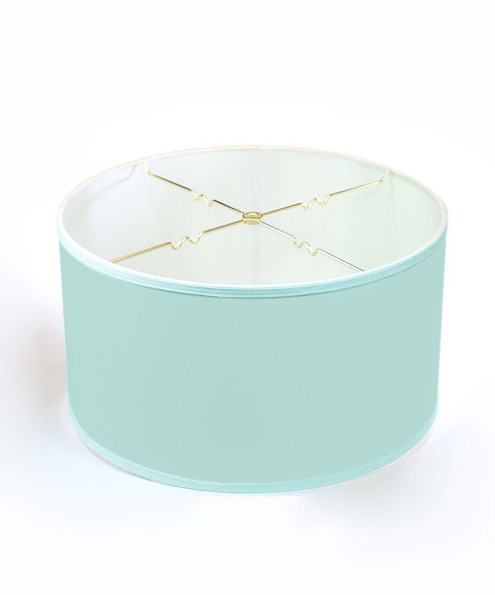 16x16x9 Island Paradise Aqua Linen Hardback Shallow Drum Lampshade