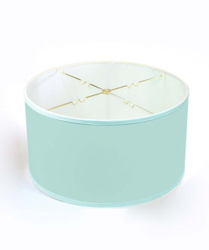 16x16x9 Island Paradise Aqua Linen Hardback Shallow Drum Lampshade