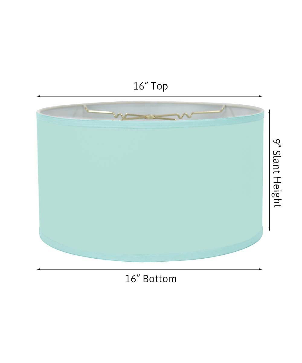 16x16x9 Island Paradise Aqua Linen Hardback Shallow Drum Lampshade