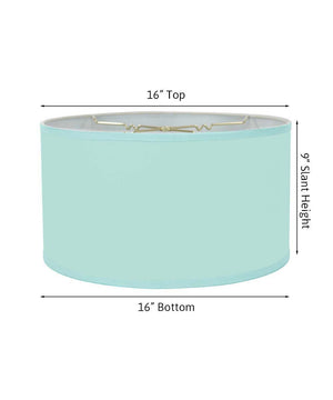 16x16x9 Island Paradise Aqua Linen Hardback Shallow Drum Lampshade